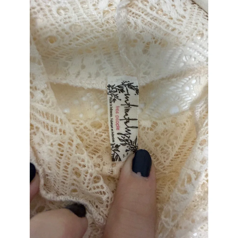 Free People Intimately Sweet Memories Lace Turtleneck Top Sizs S Cream Excellent